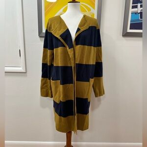 JCrew Juliette Rugby Striped Collarless Merino Cardigan - Size M